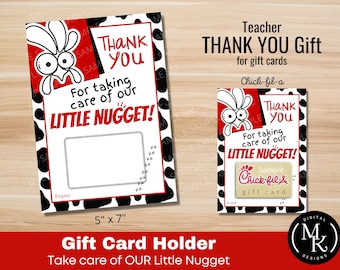 Teacher Thank You Card for Chicken gift card, Printable Gift, Teacher Appreciation Gift Card Printable