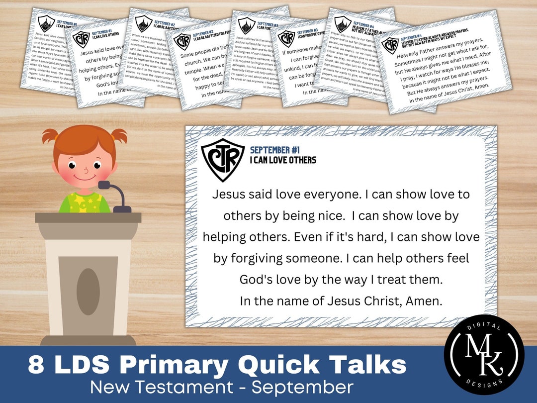 LDS Primary Talks September 2023 New Testament LDS Primary Etsy
