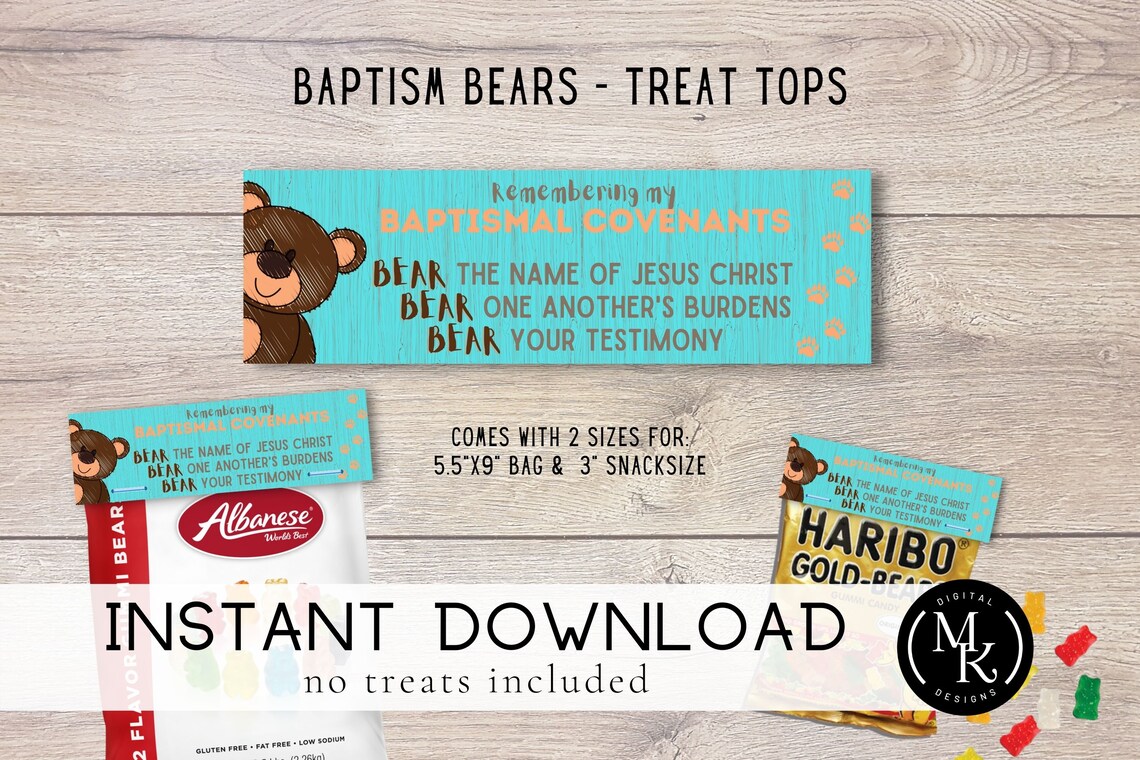 Baptism 3 Bears LDS Baptism Talk &amp; Printables Teal - Etsy