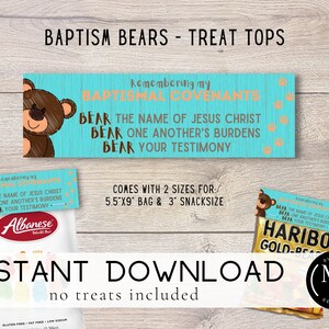 Baptism 3 Bears LDS Baptism Talk &amp; Printables Teal | Etsy