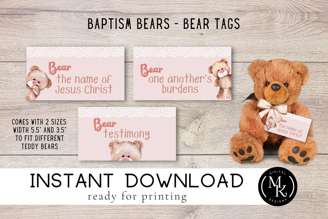 Baptism 3 Bears LDS Baptism Talk &amp; Printables Pink - Etsy