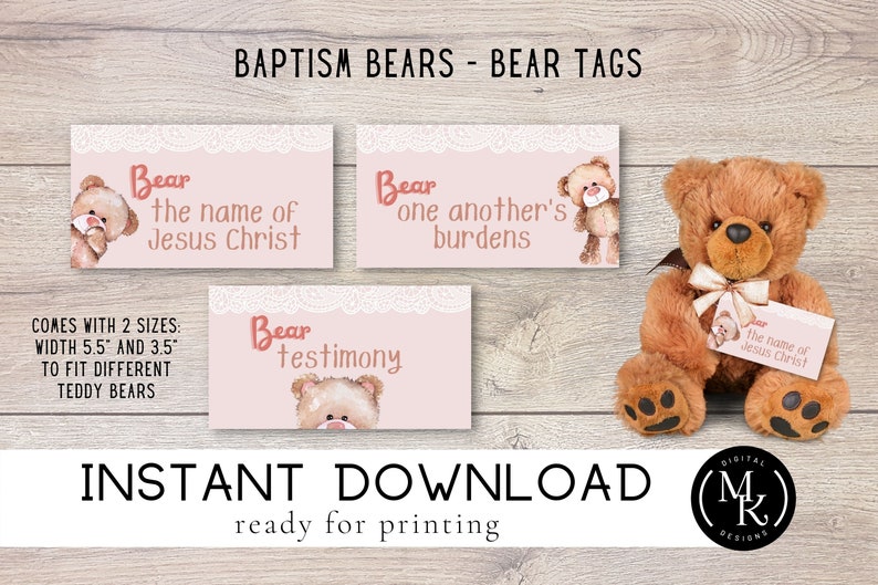 Baptism 3 Bears LDS Baptism Talk &amp; Printables Pink - Etsy