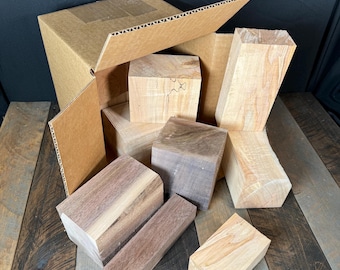 Hardwood Cutoffs 8”x8”x8” Box of Hardwood Scraps Wood Bowl Blank Turning Blanks Wood Knife Handle Scale Blank Pen Blank