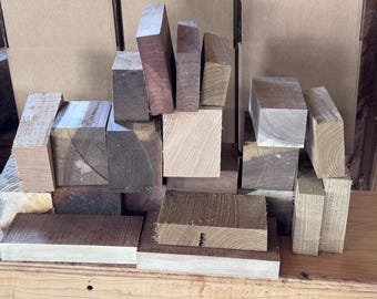 Hardwood Scraps 8”x8”x8” Box of Hardwood Cutoffs Wood Bowl Blank Turning Blanks Wood Knife Handle Scale Blank Pen Blank