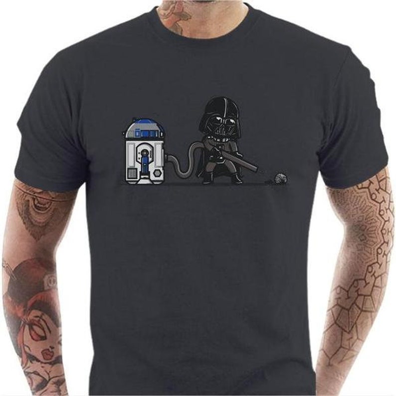 T shirt geek homme R2D2 Gris Foncé