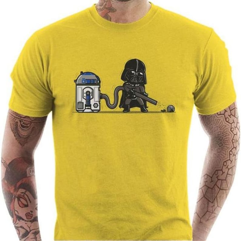 T shirt geek homme R2D2 Jaune