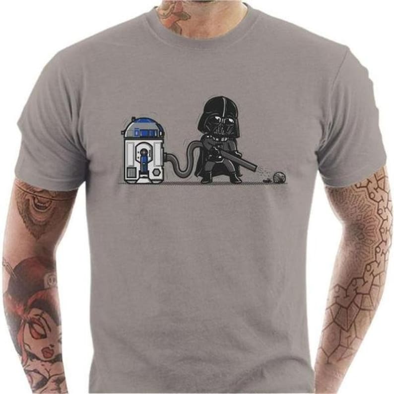 T shirt geek homme R2D2 Gris Clair