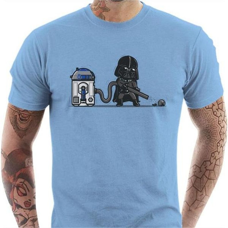 T shirt geek homme R2D2 Ciel