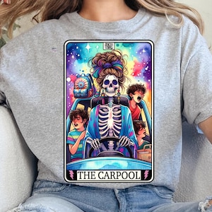 Carta de Tarô Carpool Mama Skeleton PNG Coordenador do Caos PNG Engraçado Mãe Vida Sublimação Design Sarcástico superestimulado Dia das Mães Digital