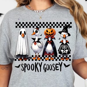 Spooky Goosy Halloween PNG Cute Goose Clipart with Costumes Funny Fall Goose Sublimation Ghost Vampire Pumpkin Skeleton Design