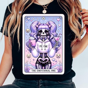 Carta del Tarot Emocional PNG, Clipart de Esqueleto Llorando, Sublimación Gótica Pastel, Arte Digital Gótico de Despedida de Soltera Divertida