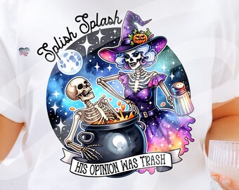 Sarcastic snarky skeleton witch PNG unhinged break up PNG trendy Halloween clipart witchy aesthetic adult humor PNG spooky season digital