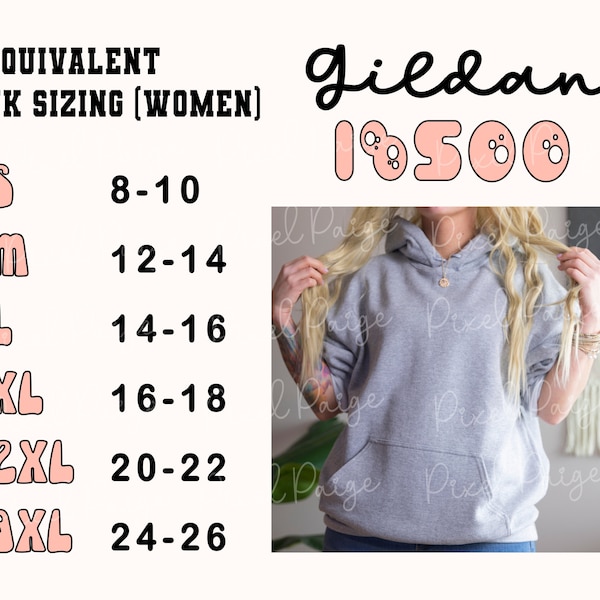 Gildan 18500 hoodie Size Chart uk equivalent womens sizing, Hoodie Size Chart, Gildan Size Guide, Gildan hoodie uk Size Guide,