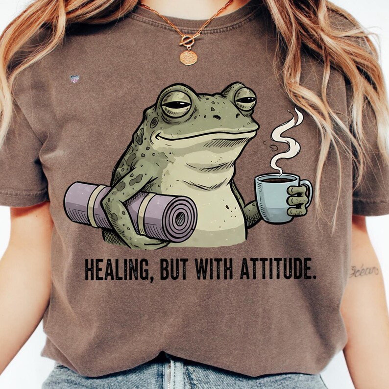 Funny Frog PNG for Shirts, Sarcastic Burnt Out Frog Design, Mental Health Humor Sublimation