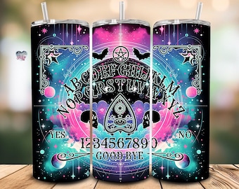 celestial spirit board 20oz skinny tumbler wrap witchy vibes tumbler celestial halloween seance board png occult tumbler digital download