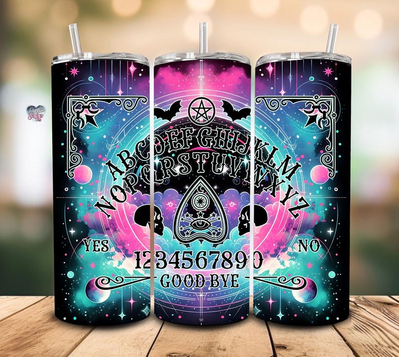 celestial ouija board 20oz skinny tumbler wrap witchy vibes tumbler spooky season halloween spirit board png occult tumbler digital download
