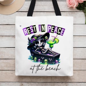 Rest In Peace at the Beach PNG Cute Goth Skeleton Girl Clipart Coffin Floaty Summerween Art Hot Goth Summer PNG Spooky digital