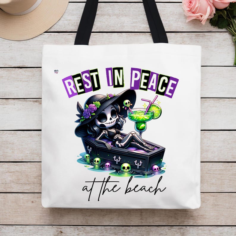 Rest In Peace at the Beach PNG Cute Goth Skeleton Girl Clipart Coffin Floaty Summerween Art Hot Goth Summer PNG Spooky digital