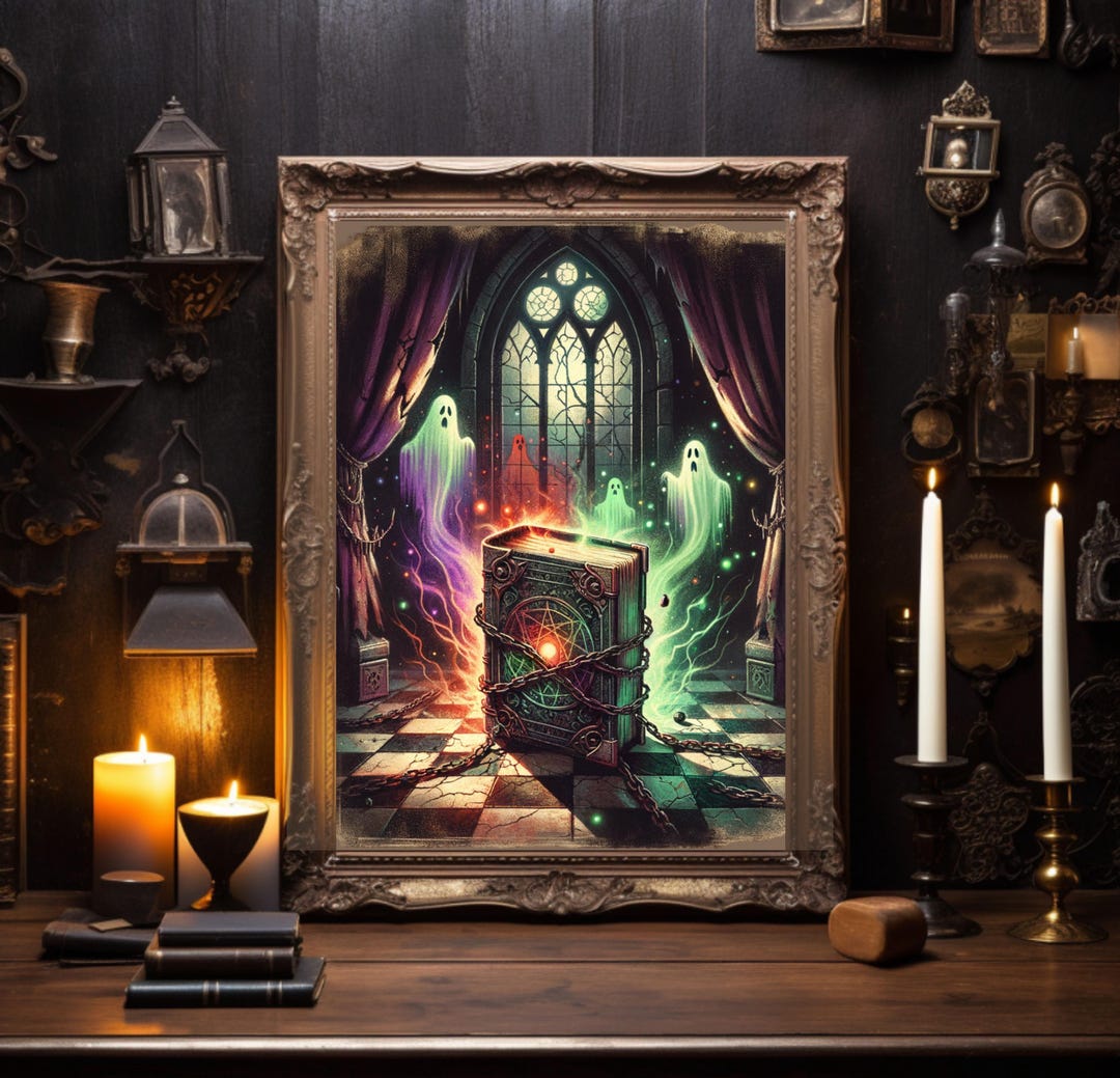 Banned Book of Spells Wall Art PNG Gothic Halloween Haunted Spellbook ...