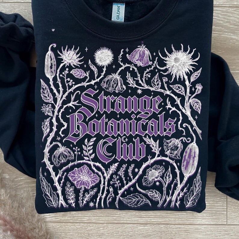 Strange Botanicals Club PNG, Dark Academia Botanical Shirt Design, Gothic Floral PNG, Witchy Garden Graphic, Vintage Engraved Flowers