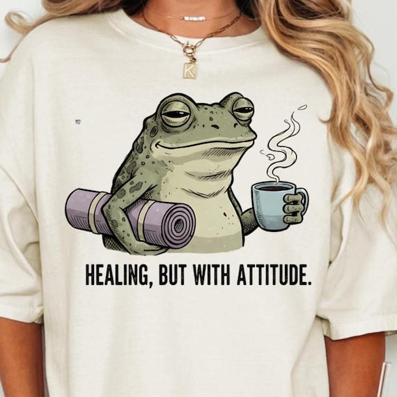 Funny Frog PNG for Shirts, Sarcastic Burnt Out Frog Design, Mental Health Humor Sublimation