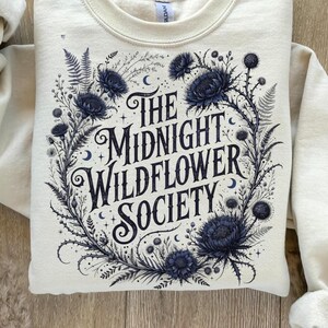 The Midnight Wildflower Society PNG, Dark Academia Floral Shirt Design, Witchy Botanical Graphic, Gothic Flower Sublimation PNG