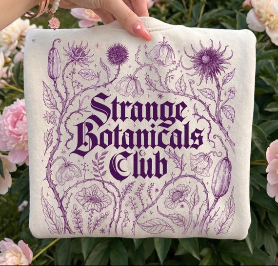 Strange Botanicals Club PNG, Dark Academia Botanical Shirt Design, Gothic Floral PNG, Witchy Garden Graphic, Vintage Engraved Flowers