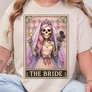 Carta dei Tarocchi della Sposa PNG, Sposa Scheletro Gotica Pastello in Sublimazione, Clipart di Addio al Nubilato Gotico, Grazioso Design di Carta dei Tarocchi per Matrimonio