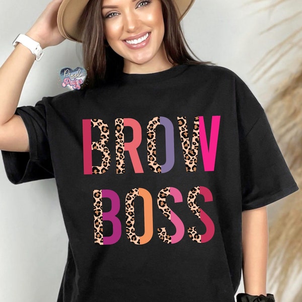 Brow boss lady png, Small business owner png, leopard print girl boss png for sublimation, esthetician png, brow Boss babe, beauty salon,