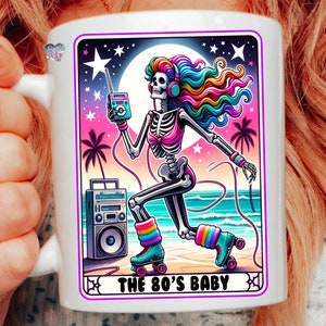The 80s baby tarot card PNG generation x PNG mom sublimation retro sassy skeleton mama tshirt PNG 1980s png tarot cards png digital download image 2