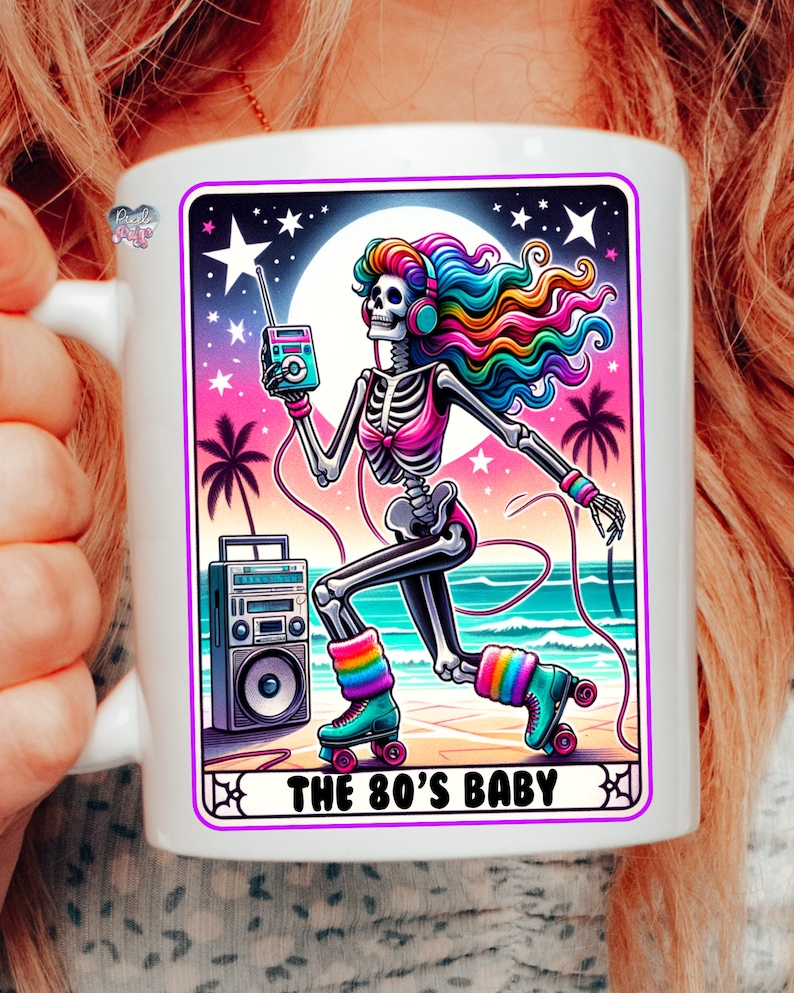 The 80s baby tarot card PNG generation x PNG mom sublimation retro sassy skeleton mama tshirt PNG 1980s png tarot cards png digital download image 2