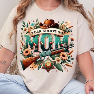 Western Trap Shooting Mom PNG Floral Clay Shooting Shirt Design für sportliche Mütter, Country Mom Life Sublimation Download, Waffenliebhaber Mom PNG