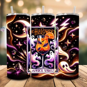 Aperol Spritz Halloween Tarot Karte 20 Unzen dünnen Becher Wrap Signatur Cocktail Getränk Clipart PNG Halloween Geist Becher Wrap nur digital
