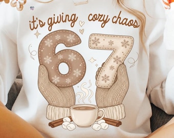 It's Giving Cosy Chaos PNG, Cosy Christmas Coffee Shirt Design, Latte Core Winter Esthetic PNG, Hot Cocoa Holiday Mug Clipart