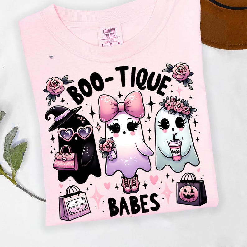 Boo-tique Babes Ghost PNG Pastel Goth Halloween Shirt PNG Cute Ghost Clipart Spooky Coquette Halloween Digital Download