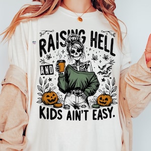 Rolig skelettmamma PNG sarkastisk höstmamma sarkastisk skelett Clipart, kaffeskelett PNG, Halloweenmammaskjorta digital nedladdning bild 2