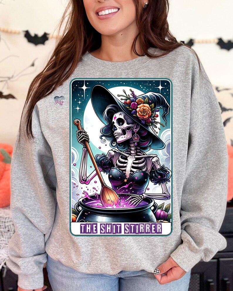 Sarcastic witch clipart tarot cards PNG witchy skeleton horror sublimation design sweary halloween decor tarot witchy aesthetic PNG digital image 5