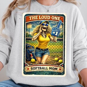The Loud One Softball Mom PNG, Funny Skeleton Sports Mom Design, Retro Game Day Mom Shirt Graphic