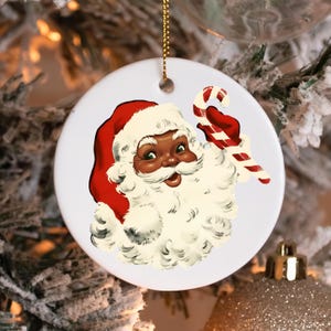 vintage Retro Christmas Black Santa Clipart PNG African American Santa Claus PNG Cute Xmas Shirt Design Holiday Art