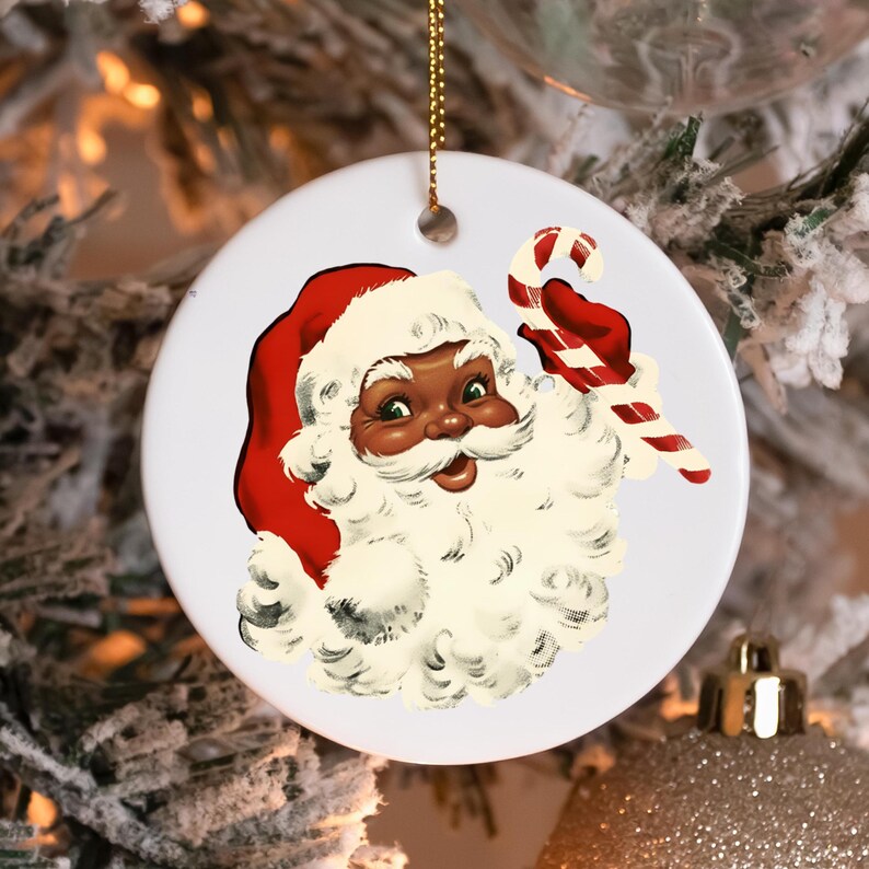 vintage Retro Christmas Black Santa Clipart PNG African American Santa Claus PNG Cute Xmas Shirt Design Holiday Art