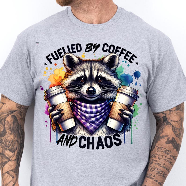 Rad Dad Raccoon PNG Fuelled by Coffee and Chaos Funny Dad Sublimation ...