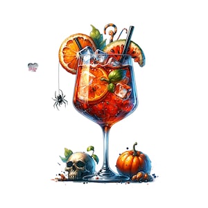 Aperol Spritz Signatur Cocktail Clipart Halloween Cocktail Social Club PNG ästhetische Aperol Spritz Druck Cocktailbar Menü digital