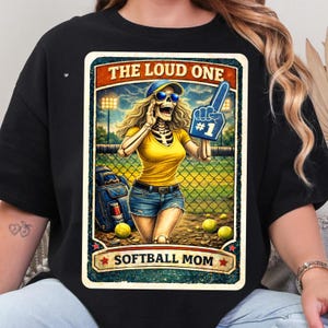 The Loud One Softball Mom PNG, Funny Skeleton Sports Mom Design, Retro Game Day Mom Shirt Graphic