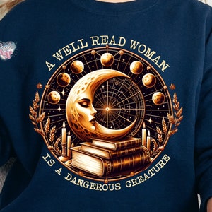 himmlischen Mond feministische png literarische Frau die Leserin verbotener Bücher Shirt Sublimation lesen Sie ein weiteres Kapitel digitaler Download Bild 3