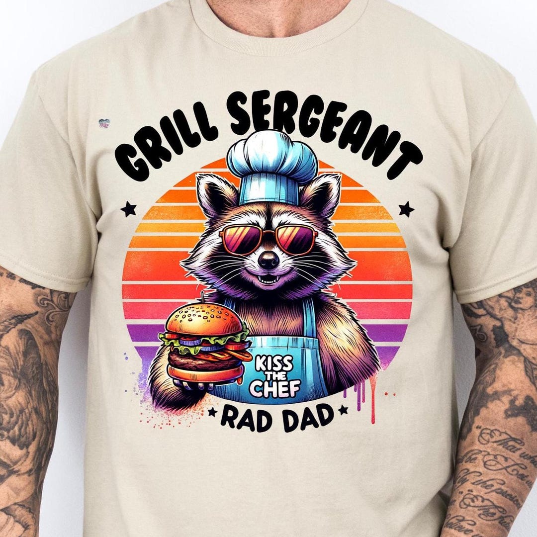 Rad Dad Raccoon PNG Grill Sergeant BBQ Dad Sketch Sublimation Funny ...