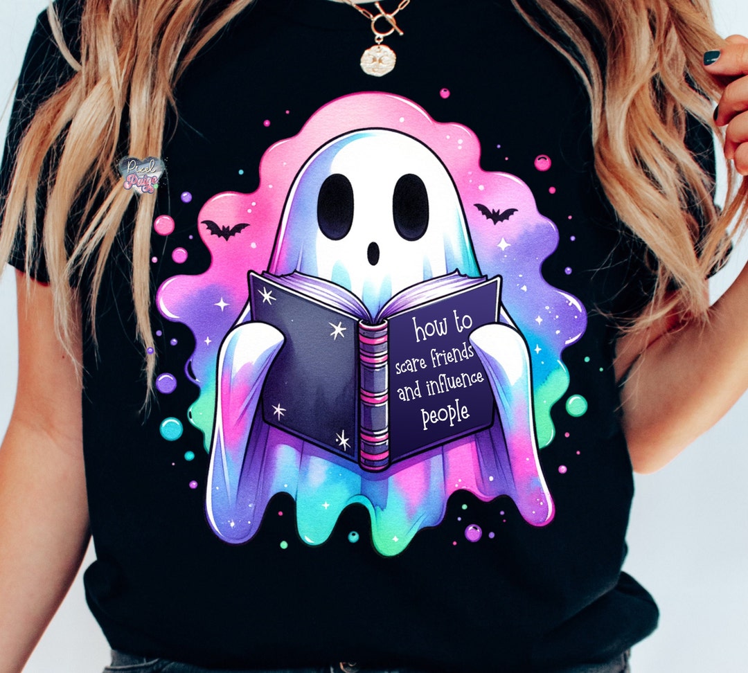 Bookish Ghost Png Pastel Goth Halloween Clipart Cute Ghost Reading a ...