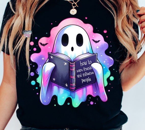 Bookish ghost png Pastel goth halloween clipart cute ghost reading a book shirt sublimation late night reader png for gothic tumbler mug tee