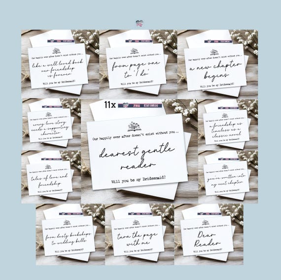 Bookish Bridesmaid Proposal bundle PNG Vintage Literary DIY Invite Printable Bridesmaid Request Rustic Wedding dearest gentle reader Digital