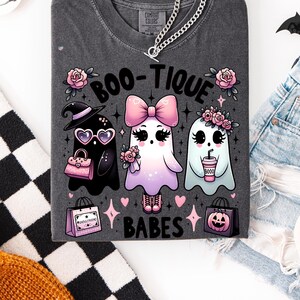 Boo-tique Babes Ghost PNG Pastel Goth Halloween Shirt PNG Cute Ghost Clipart Spooky Coquette Halloween Digital Download
