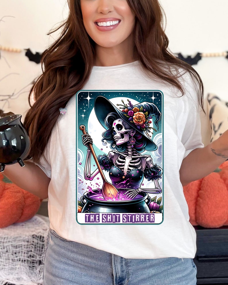 Sarcastic witch clipart tarot cards PNG witchy skeleton horror sublimation design sweary halloween decor tarot witchy aesthetic PNG digital image 3